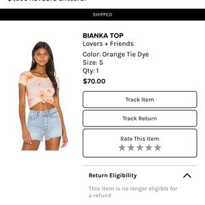 Lovers + friends orange tie dye crop top size small